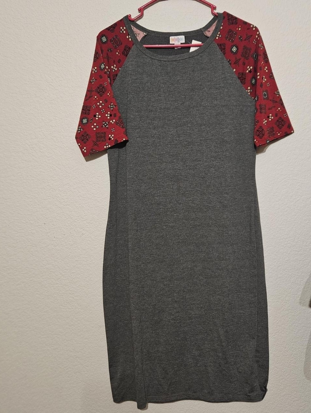 Large Red And Grey LuLaRoe Dress